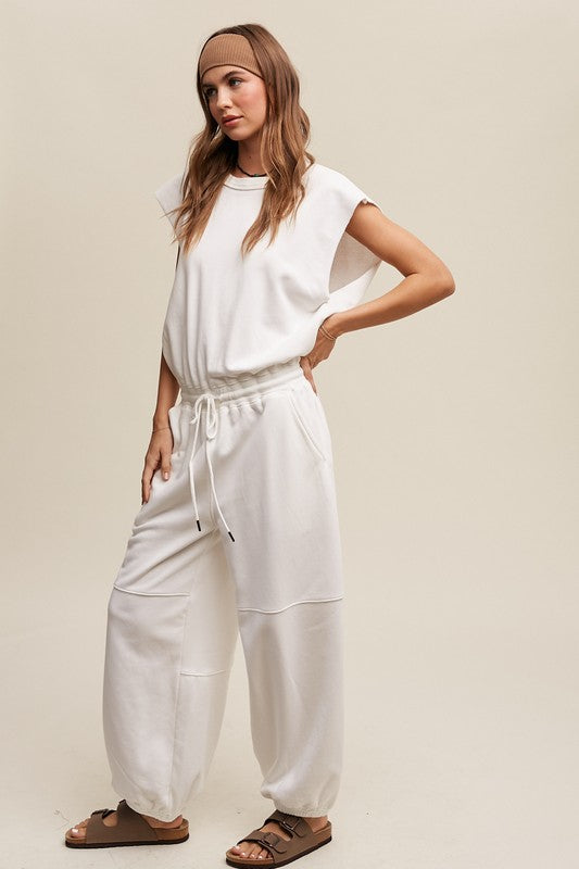 Listicle Athleisure French Terry Loose Jogger Jumpsuit