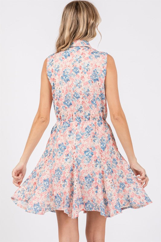 GeeGee Floral Eyelet Mini Dress