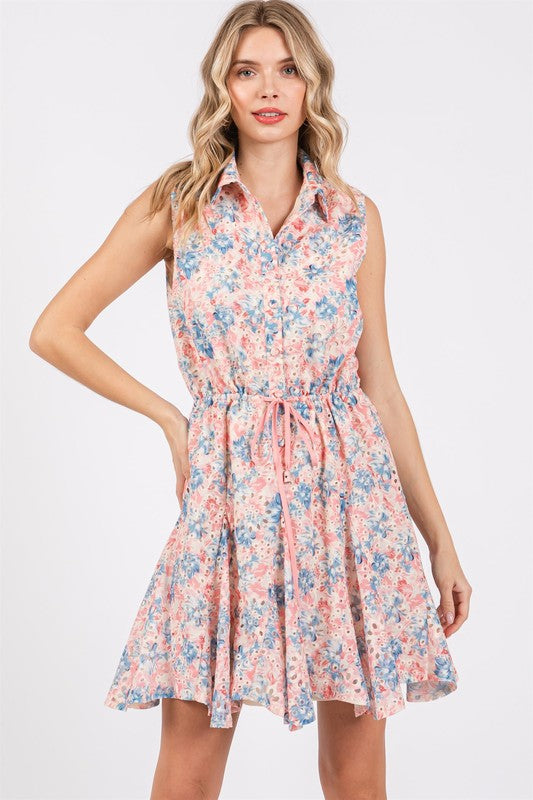 GeeGee Floral Eyelet Mini Dress