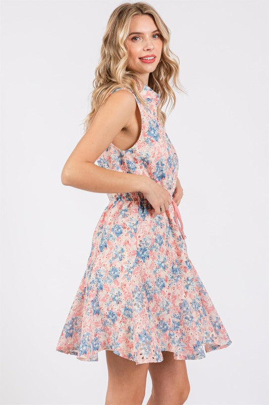 GeeGee Floral Eyelet Mini Dress