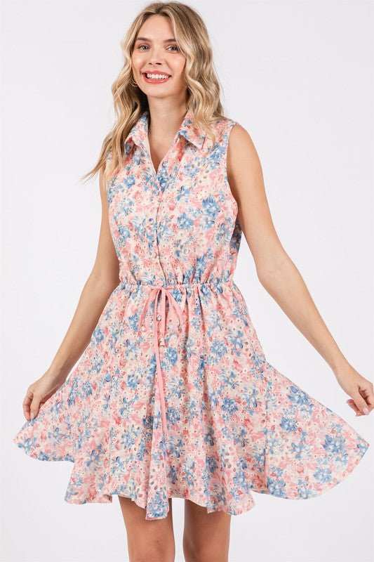 GeeGee Floral Eyelet Mini Dress