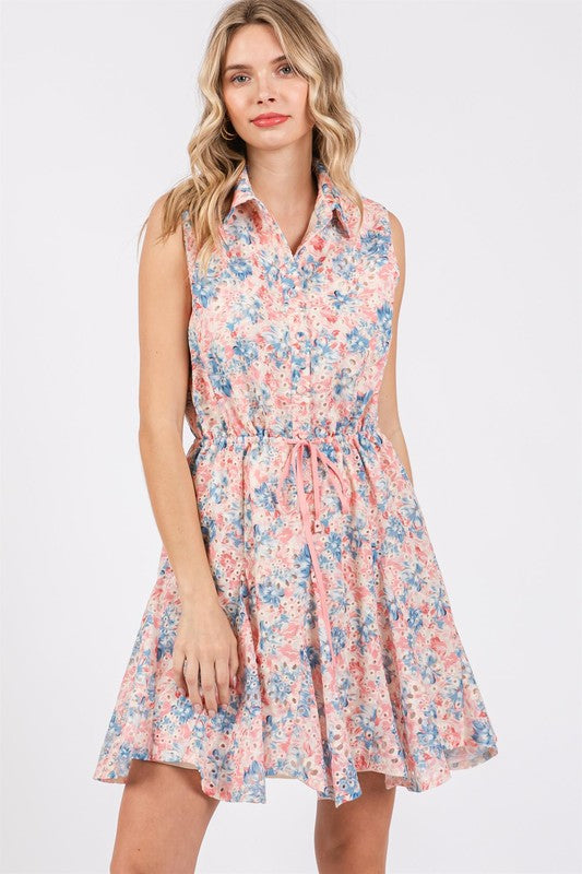 GeeGee Floral Eyelet Mini Dress