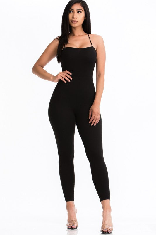 Capella Criss-Cross Open Back Bodycon Jumpsuit