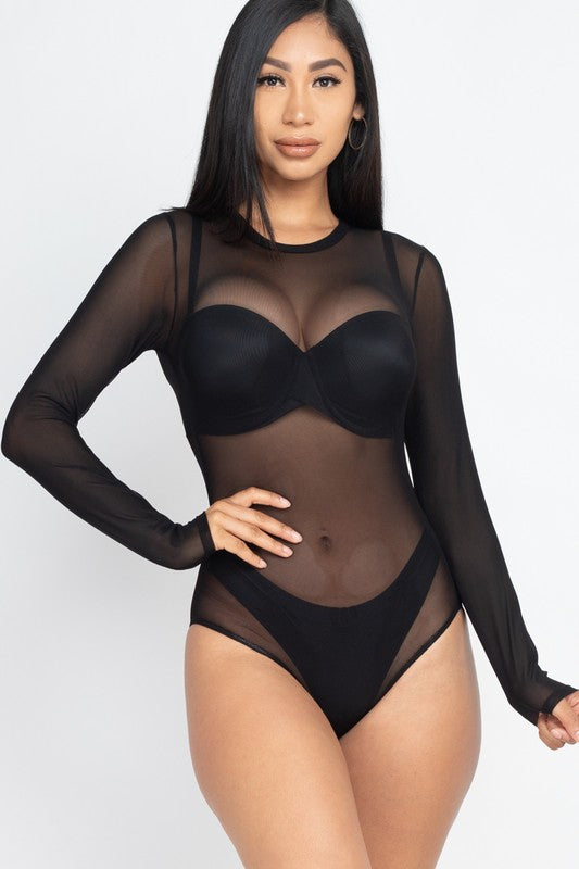 Capella Mesh shirt Sheer blouse Long Sleeves Bodysuit