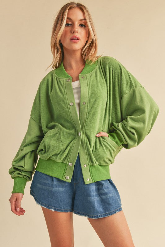 Aemi + Co Bee Soft Brushed Bomber Jacket