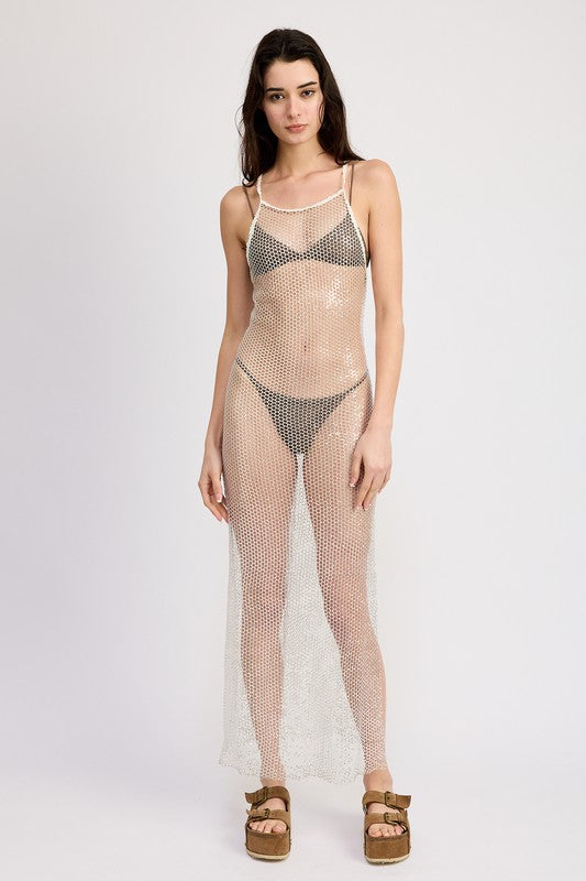 Emory Park FISHNET HALTER MAXI DRESS