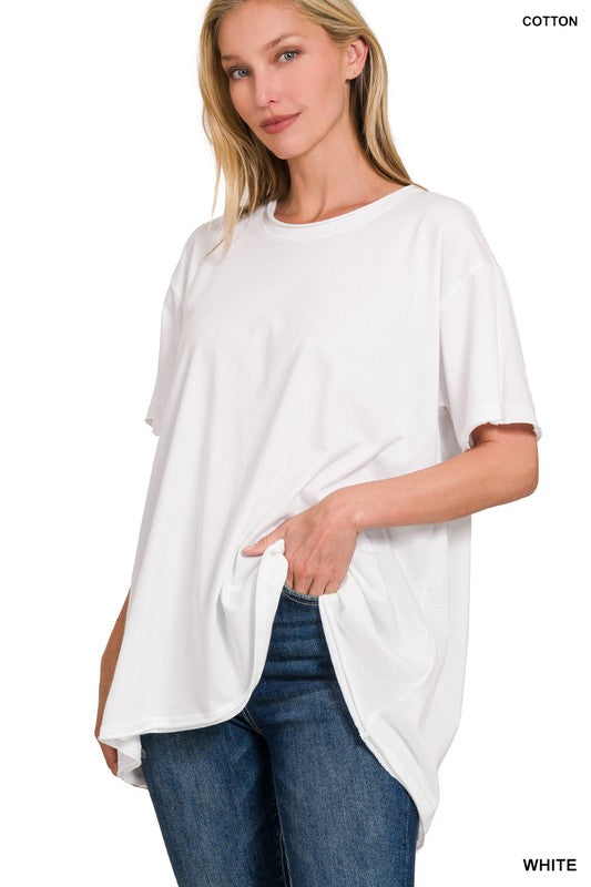 ZENANA Cotton Drop Shoulder Oversized Top