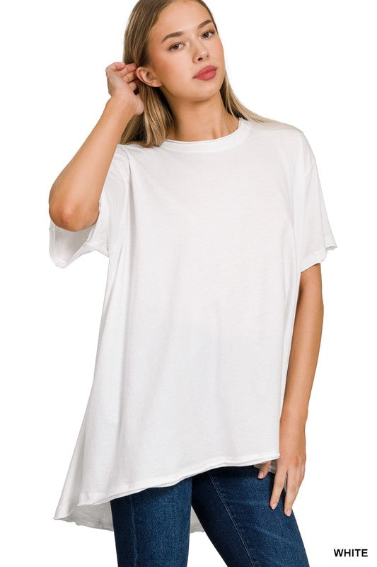 ZENANA Cotton Drop Shoulder Oversized Top