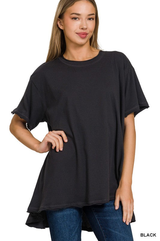 ZENANA Cotton Drop Shoulder Oversized Top