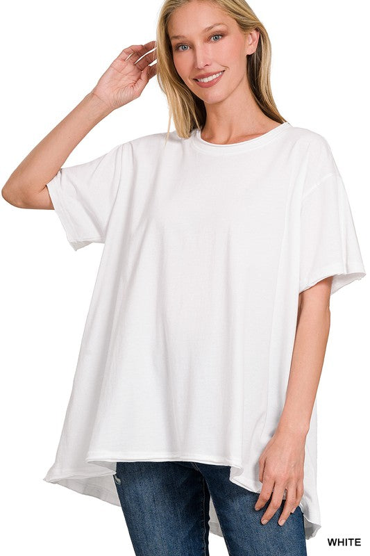 ZENANA Cotton Drop Shoulder Oversized Top