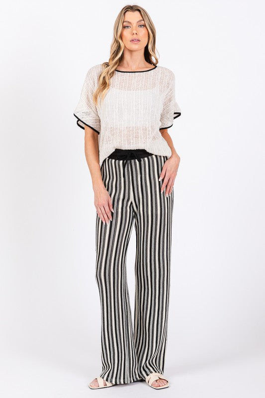 GeeGee See-Through Stripe Knit Pants