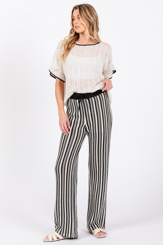 GeeGee See-Through Stripe Knit Pants