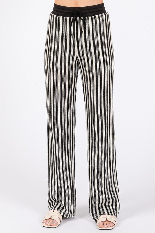 GeeGee See-Through Stripe Knit Pants