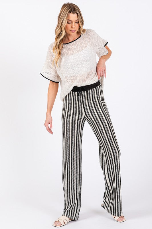 GeeGee See-Through Stripe Knit Pants