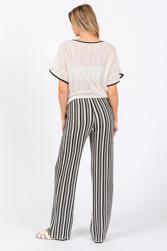 GeeGee See-Through Stripe Knit Pants