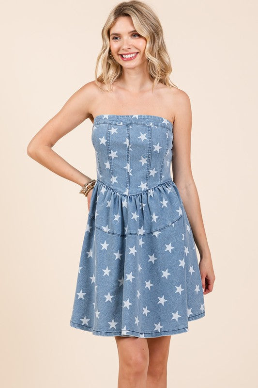 GeeGee Star Denim Mini Dress