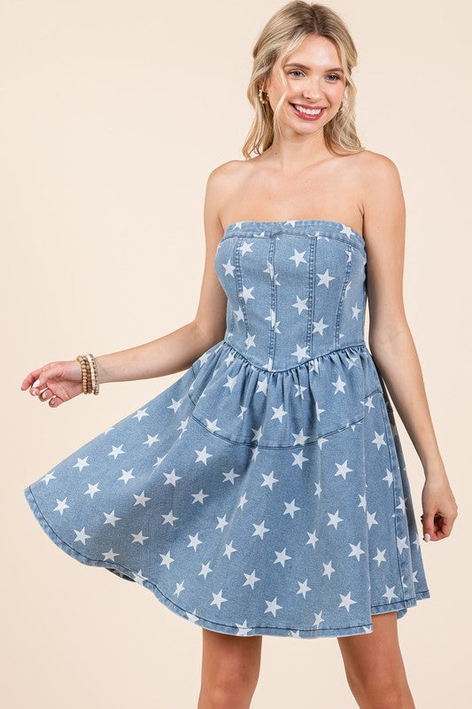 GeeGee Star Denim Mini Dress