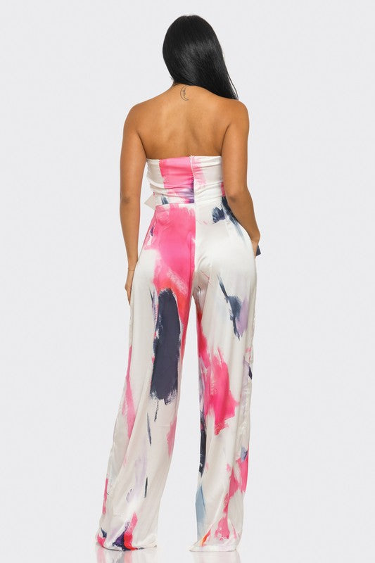 Athina Abstract Elegance Printed Wide Leg Jumpsuit