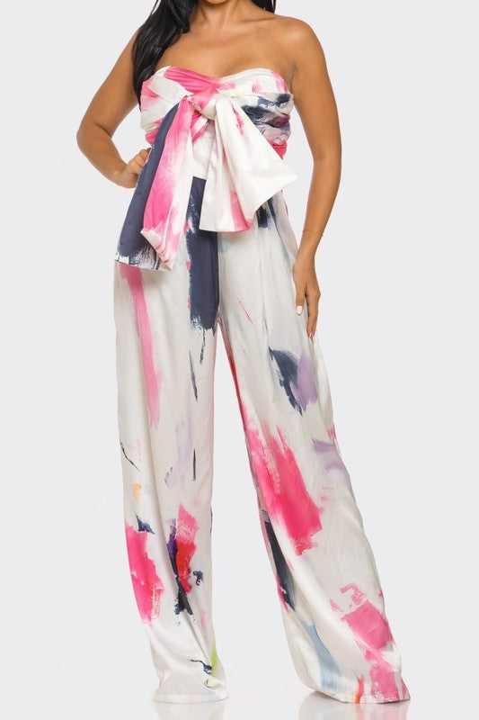 Athina Abstract Elegance Printed Wide Leg Jumpsuit