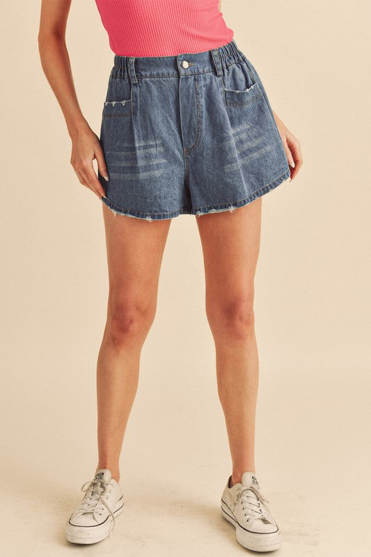 Aemi + Co Niccola Relaxed Fit Denim Shorts