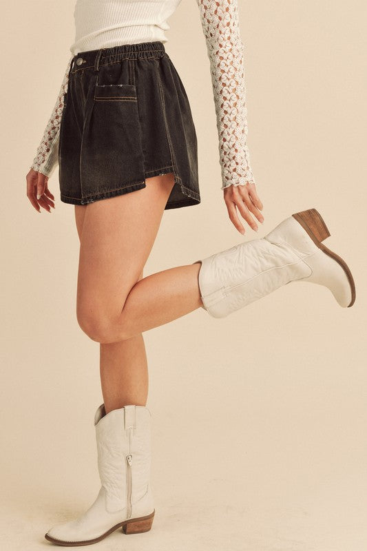 Aemi + Co Niccola Relaxed Fit Denim Shorts