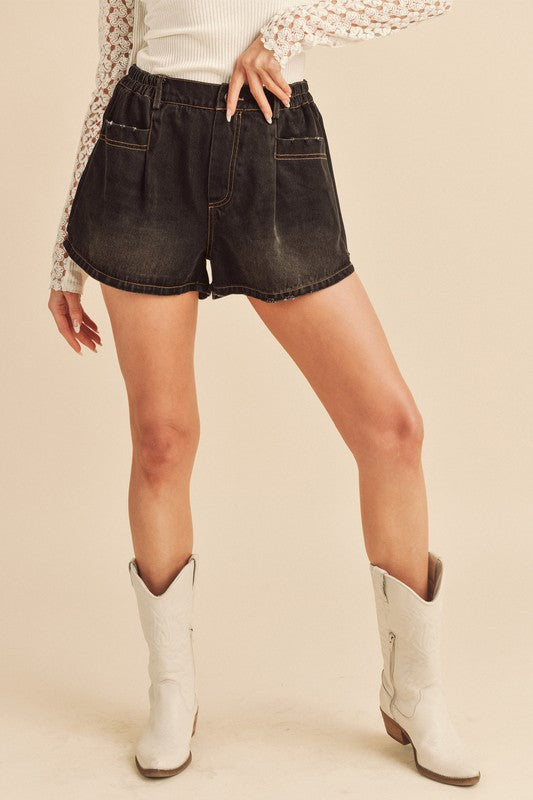 Aemi + Co Niccola Relaxed Fit Denim Shorts