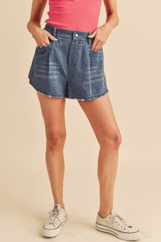 Aemi + Co Niccola Relaxed Fit Denim Shorts