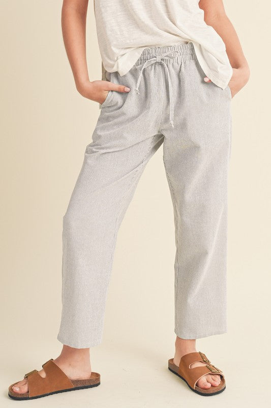 Aemi + Co Karina Striped Drawstring Linen Pants