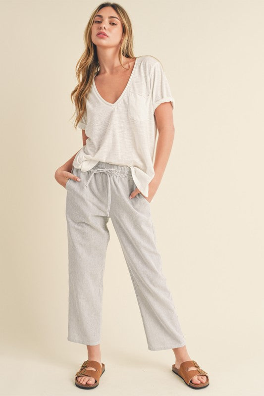 Aemi + Co Karina Striped Drawstring Linen Pants