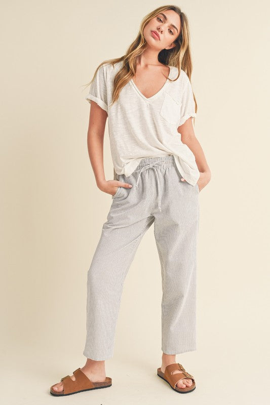 Aemi + Co Karina Striped Drawstring Linen Pants