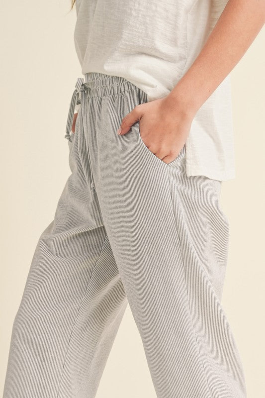 Aemi + Co Karina Striped Drawstring Linen Pants