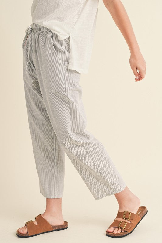 Aemi + Co Karina Striped Drawstring Linen Pants