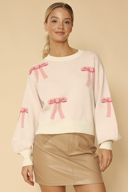 Miss Sparkling Bow knit sweater