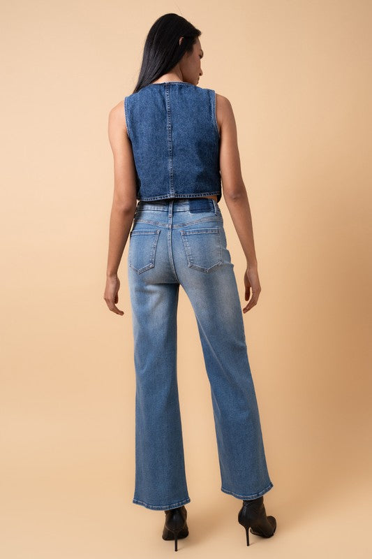 Denim Lab USA HIGH RISE RELAXED WIDE LEG JEANS