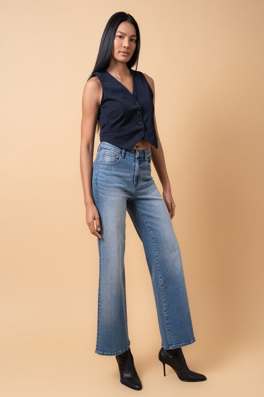 Denim Lab USA HIGH RISE RELAXED WIDE LEG JEANS