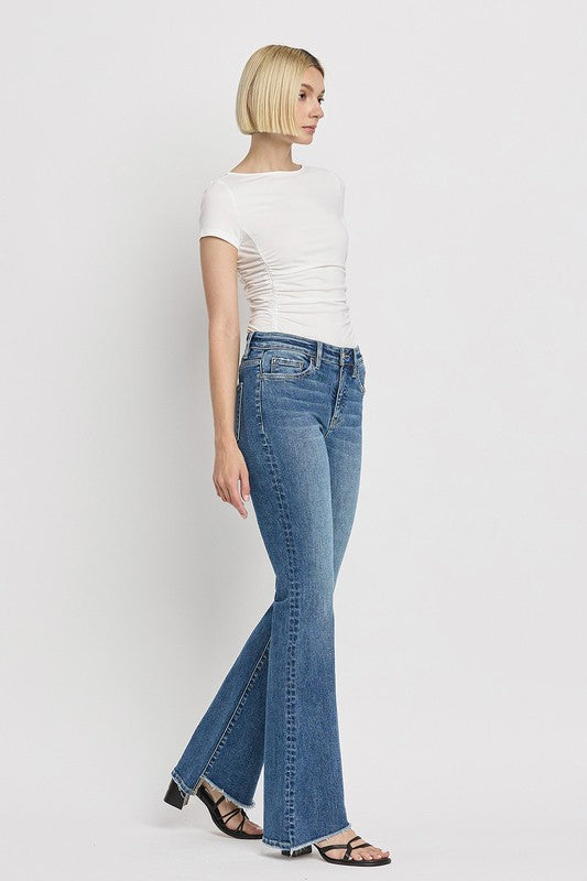 VERVET by Flying Monkey High Rise Slant Hem Flare Jeans