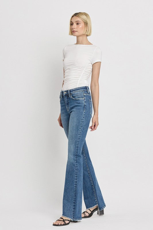 VERVET by Flying Monkey High Rise Slant Hem Flare Jeans