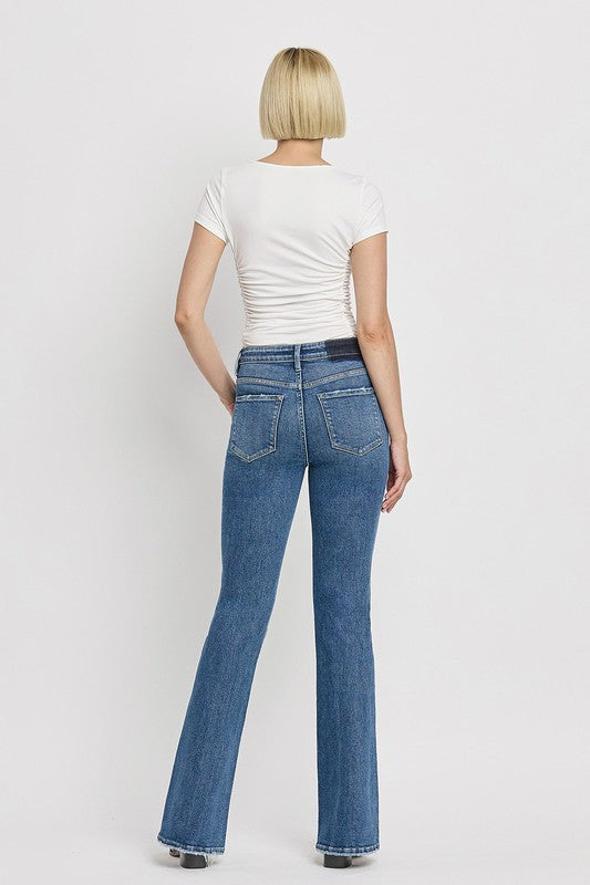 VERVET by Flying Monkey High Rise Slant Hem Flare Jeans