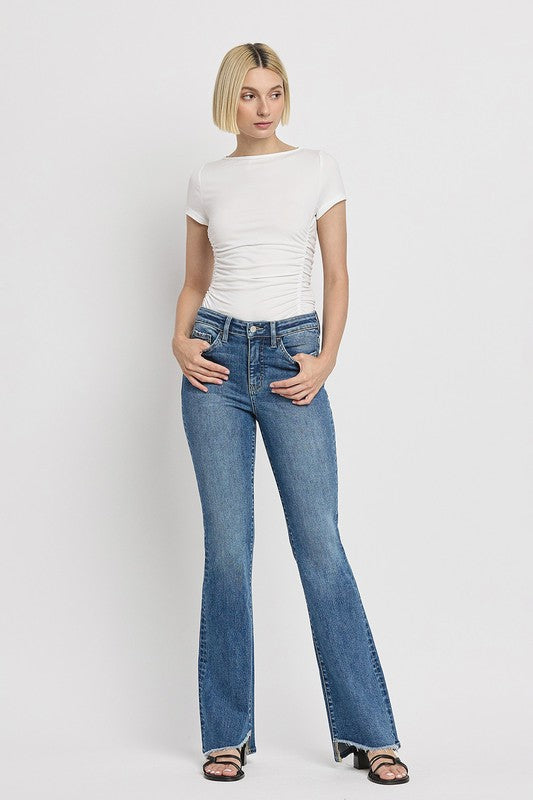 VERVET by Flying Monkey High Rise Slant Hem Flare Jeans