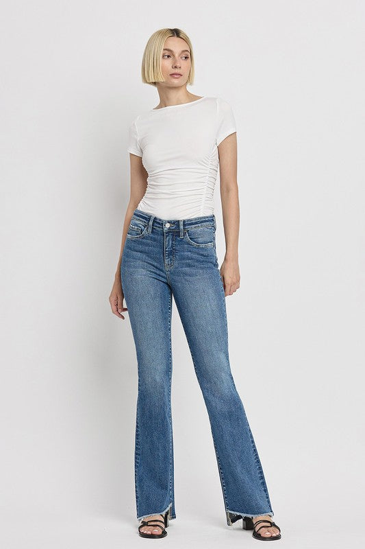 VERVET by Flying Monkey High Rise Slant Hem Flare Jeans