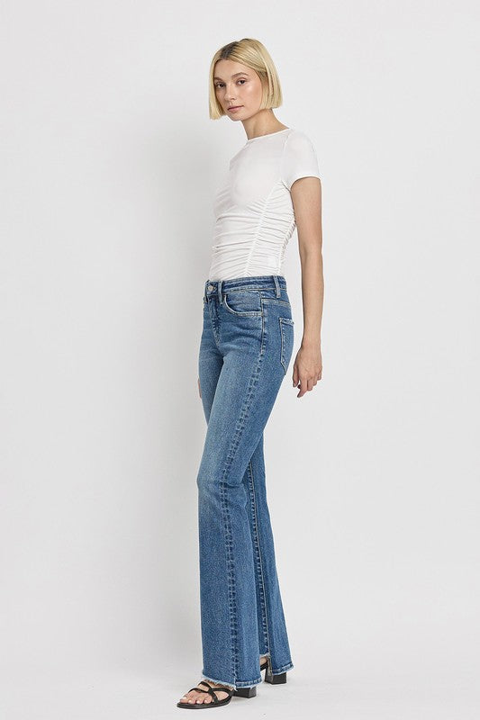 VERVET by Flying Monkey High Rise Slant Hem Flare Jeans