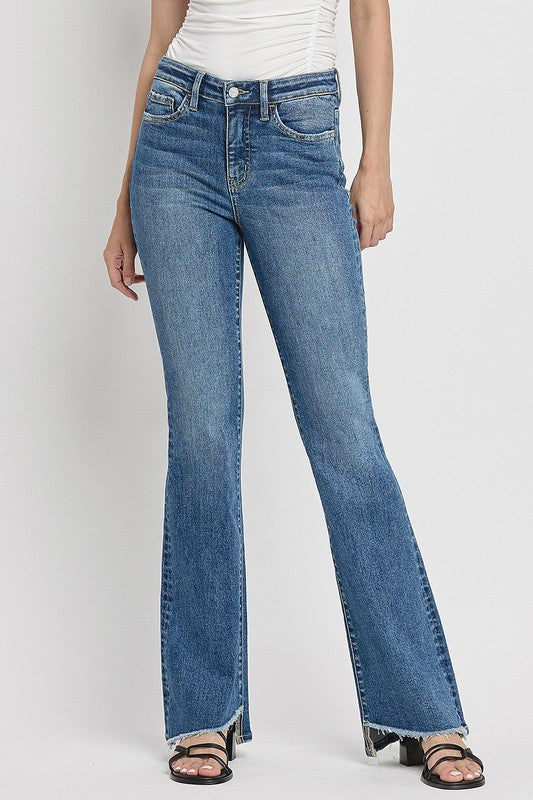 VERVET by Flying Monkey High Rise Slant Hem Flare Jeans