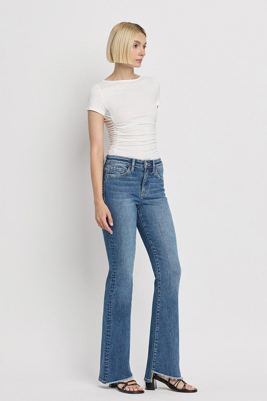 VERVET by Flying Monkey High Rise Slant Hem Flare Jeans