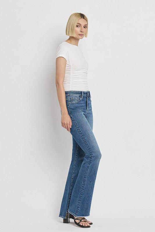 VERVET by Flying Monkey High Rise Slant Hem Flare Jeans