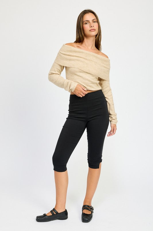 Emory Park OFF SHOULDER FOLD OVER TOP