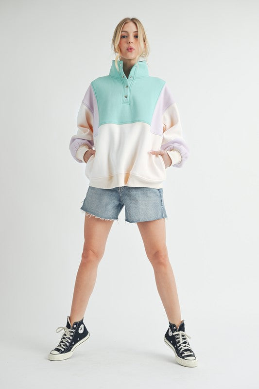 Aemi + Co Glo Colorblock Pullover Sweatshirts