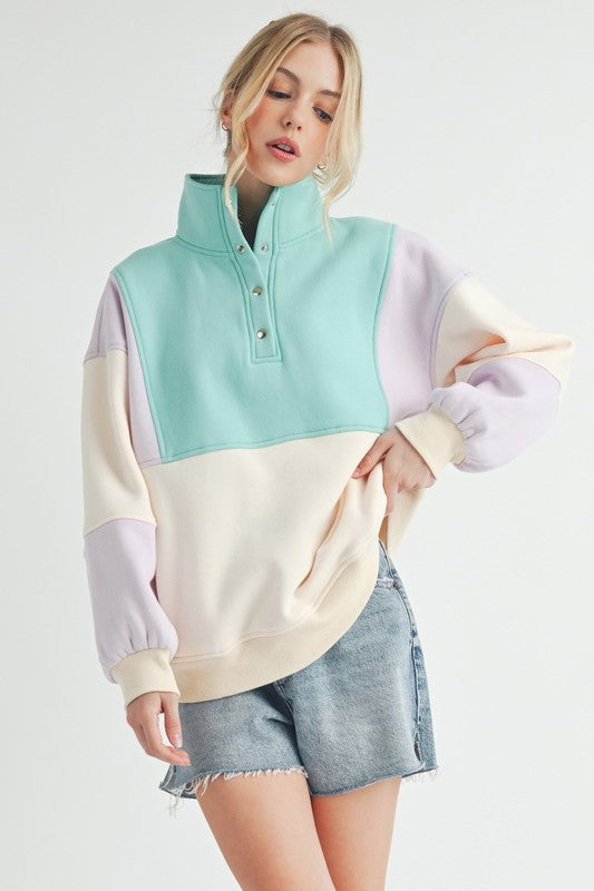 Aemi + Co Glo Colorblock Pullover Sweatshirts