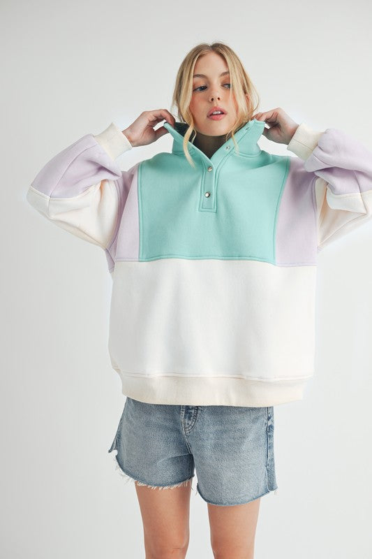 Aemi + Co Glo Colorblock Pullover Sweatshirts