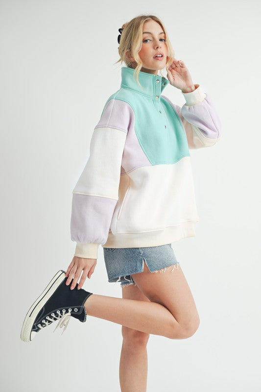 Aemi + Co Glo Colorblock Pullover Sweatshirts