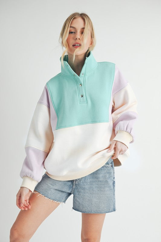 Aemi + Co Glo Colorblock Pullover Sweatshirts